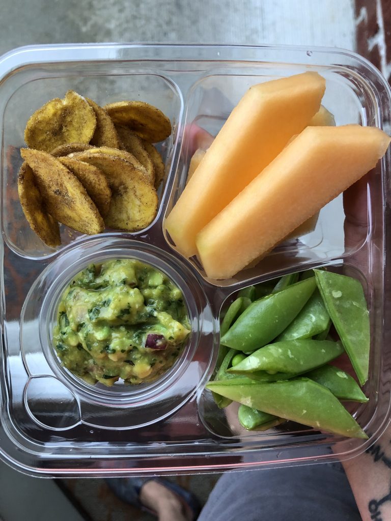 Snack Pack Mango Guacamole Cantaloupe Snap Peas Plantain Chips