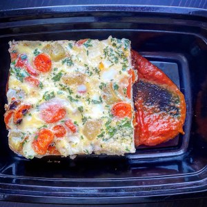 Potato, Carrot & Leek Frittata | Roasted Cherry Tomato Sauce