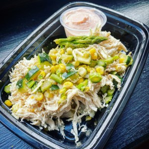 Loaded Baked Potato | Shredded Chicken | Mixed Vegetables | Buffalo Crema