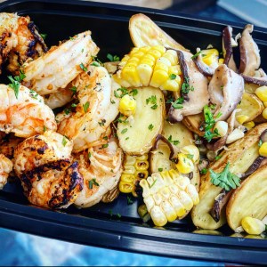 Peri Peri Shrimp | Roasted Fingerling Potatoes | Corn | Shiitake Mushrooms
