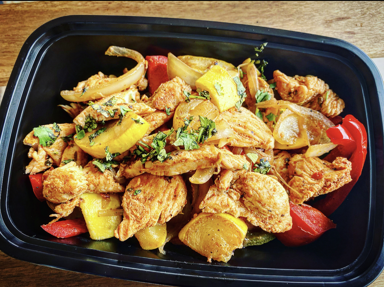 Chicken Fajitas Bell Peppers Onion Yellow Squash Ready Set Prep'd